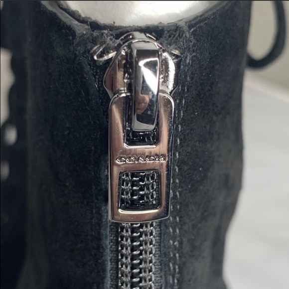 Coach Lena Black Suede Leather Sexy Fun Open Toe Ankle Boots bootie [size 7.5] - Picture 5 of 7